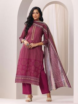Libas - Women Printed Cotton Straight Kurta and Pant with Dupatta