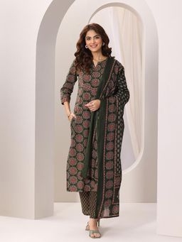 Libas - Women Printed Cotton Straight Kurta and Pant with Dupatta