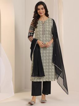 Libas - Women Printed Cotton Straight Kurta and Pant with Dupatta