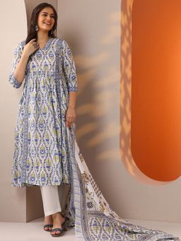 Libas - Women Printed Silk Blend Flared Kurta and Pant with Dupatta