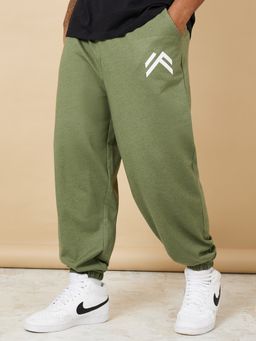 Styli - Green Oversize Fit Jogger With Minimal Print Detail - Elasticated Hem