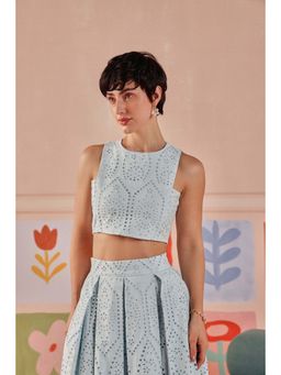 Sage By Mala - Ciel Crop Blue Top For Women