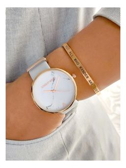 Joker and Witch - Joker & Witch Elise White Marble Stack Watch With Bracelet For Women (Pack of 2) (JWBS125)