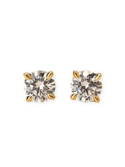Palmonas - Round Brilliant Cut Diamond Stud Earrings 18K Gold Plated