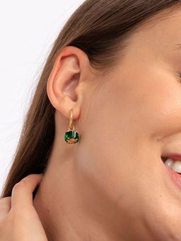 Palmonas - Emerald Hoop Earrings for Womens Waterproof & Anti-Tarnish