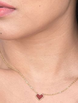 Palmonas - Red Enamel Geometric Heart Pendant 18K Gold Plated