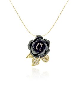 MISS JO - Black Verdant Rose Vine Pendant with Chain