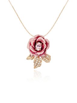 MISS JO - Pink Verdant Rose Vine Pendant with Chain