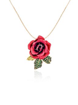 MISS JO - Red Verdant Rose Vine Pendant with Chain