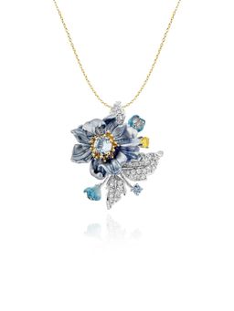 MISS JO - Blue Magnolia Bloom Pendant with Chain