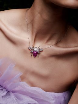 MISS JO - Pink Enchanted Hive Honey Bee Pendant with Silver Chain