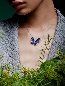 MISS JO - Blue Mystical Butterfly Pendant with Silver Chain