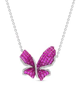 MISS JO - Pink Mystical Butterfly Pendant with Silver Chain