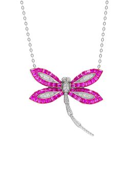 MISS JO - Pink Woodland Dragonfly Pendant with Silver Chain