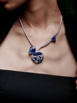 MISS JO - Blue Wildflower Whispers Pendant with Silver Chain