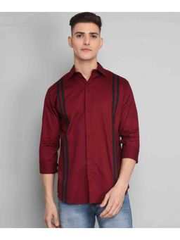 TRYBUY.IN - Premium Maroon Coloured Black Striped Cotton Casual Shirt For Men