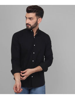 TRYBUY.IN - Exclusive Men's Black Solid Band Casual Cotton Shirt