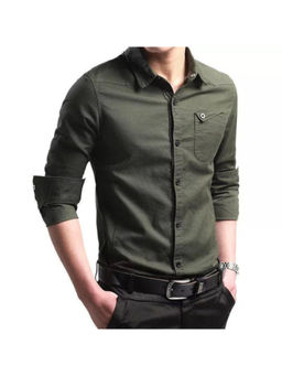TRYBUY.IN - Army Green Cotton Men's Shirt