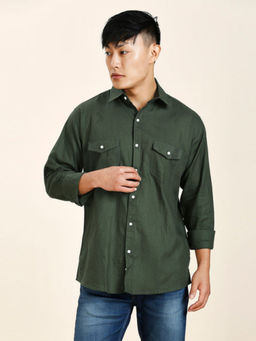 TRYBUY.IN - Green Double Pocket Shirt For Men