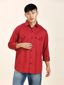 TRYBUY.IN - Red Double Pocket Shirt For Men