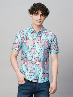 TRYBUY.IN - Preppy Printed Half Sleeves Men's Shirt