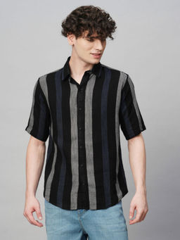 TRYBUY.IN - Suave Crochet Striped Half Sleeves Men's Shirt