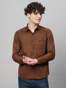 TRYBUY.IN - Roadster Brown Solid Shirt For Men