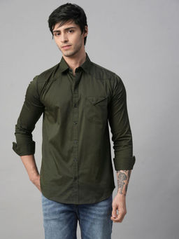 TRYBUY.IN - Seine Green Cotton Shirt For Men