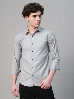 TRYBUY.IN - Pays Solid Silver Cotton Shirt For Men