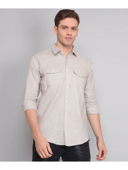 TRYBUY.IN - Grey Solid Double Pocket Men's Shirt