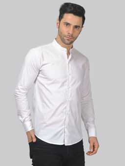 TRYBUY.IN - Dope White Cotton Mandarin Men's Shirt