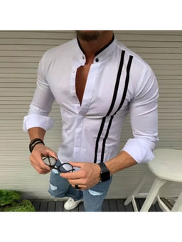 TRYBUY.IN - Exotic-Glam White Striped Men's Shirt