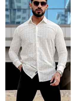 TRYBUY.IN - Vozia Thrive Cream Chikankari Men's Shirt