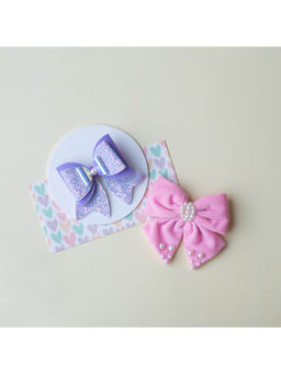 Ribbon Candy - Combo Big Bows Each On An Alligator Clips in Blue & Pink