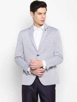 Turtle - Men Knitted Blue Stripe Casual Blazer