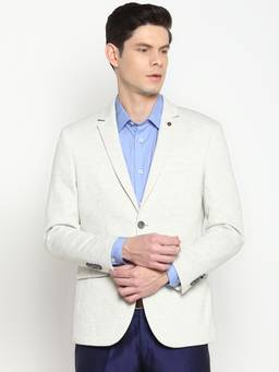 Turtle - Men Knitted Textured Heather Off White Blazer