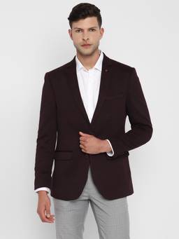 Turtle - Men Cotton Stretch Dobby Solid Brown Blazer