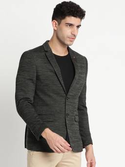 Turtle - Men Cotton Stretch Dobby Dark Grey Blazer