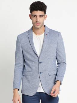 Turtle - Men Cotton Stretch Dobby Textured Heather Blue Blazer