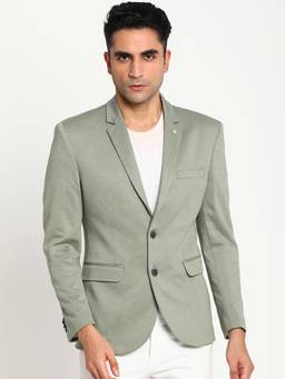 Turtle - Men Knitted Solid Olive Blazer