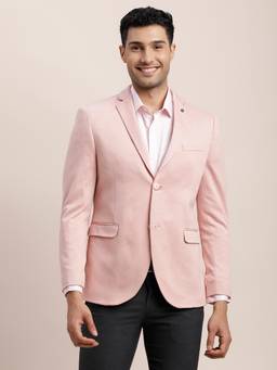 Turtle - Men Knitted Dobby Solid Light Pink Blazer