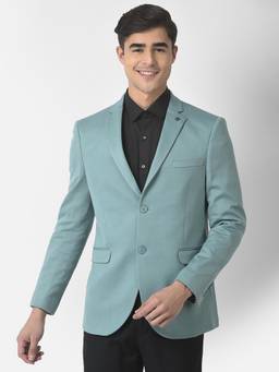 Turtle - Men Knitted Dobby Solid Pastel Green Blazer