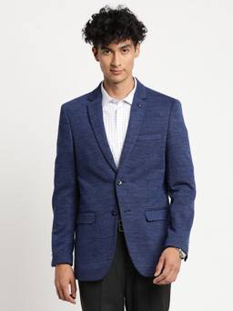 Turtle - Men Knitted Textured Blue Blazer