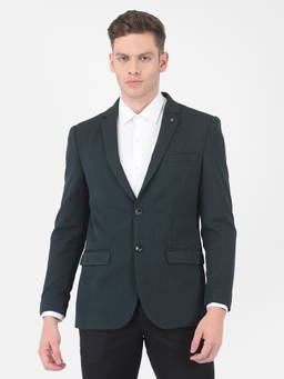 Turtle - Men Knitted Dobby Dark Grey Blazer