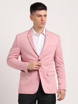 Turtle - Men Knitted Solid Pink Blazer