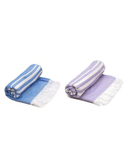 Mush - 100% Bamboo Quick Dry Turkish Towel Set of 2 (Blue & Lavender)