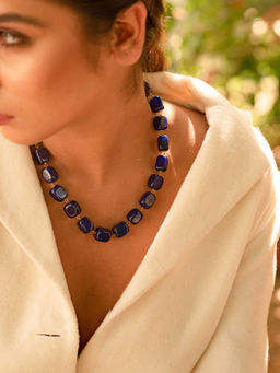 Kastiya Jewels - Beaded Blue Quartz Semi Precious Gemstone Necklace