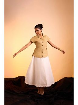 dhaaga - Selar Beige Top with Skirt