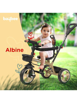 BAYBEE - Brown Albine 2 In 1 Baby Plug and Play Tricycle with Adjustable Parental Control