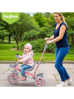 BAYBEE - Pink Beagle Pro 2 In 1 Baby Tricycle
